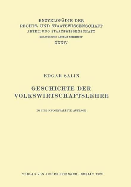 Geschichte der Volkswirtschaftslehre by Edgar Salin