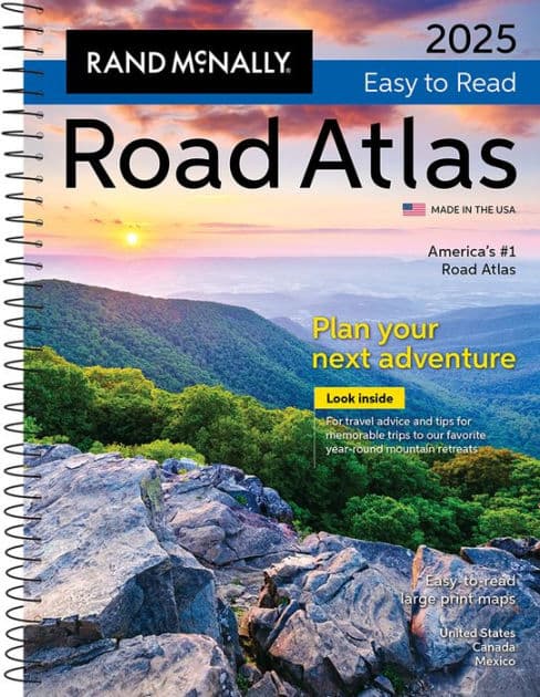 2025 Road Atlas Midsize Easy to Read Spiral by Rand McNally