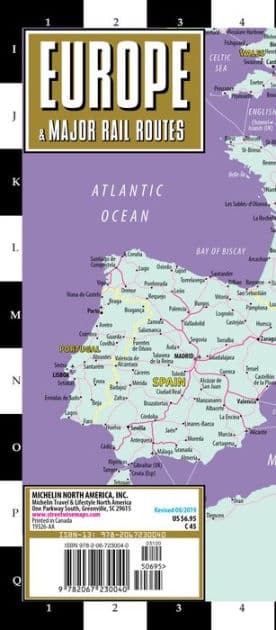 Streetwise Europe & Major Rail Routes Laminated Map by Michelin