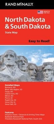 North & South Dakota Easy to Read State Map by Rand McNally
