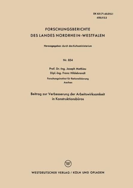 Beitrag zur Verbesserung der Arbeitswirksamkeit in Konstruktionsbüros by Joseph Mathieu
