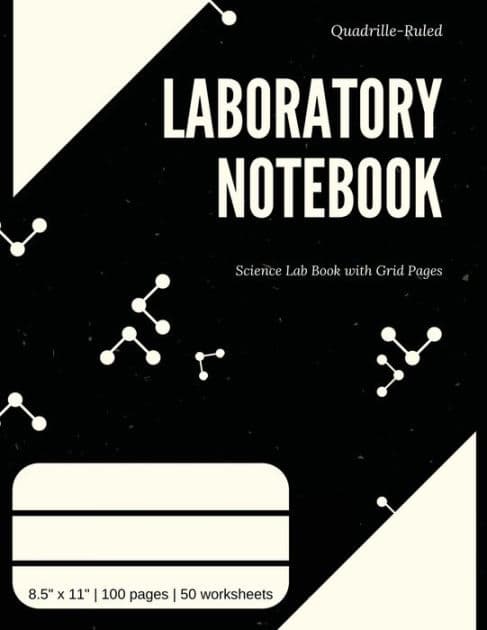 Black Laboratory Notebook: Quadrille-Ruled Science Lab Book with Grid Pages: Numbered Pages and Table of Contents:For Chemistry, Physics, Biology - 8.5" x 11" Large Letter Size 100 pages (50 sheets) 4 x 4 Quad Lined by Majestic Meadows