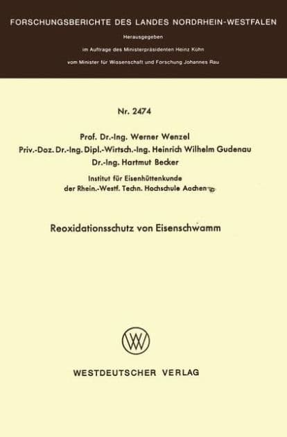 Reoxidationsschutz von Eisenschwamm by Werner Wenzel