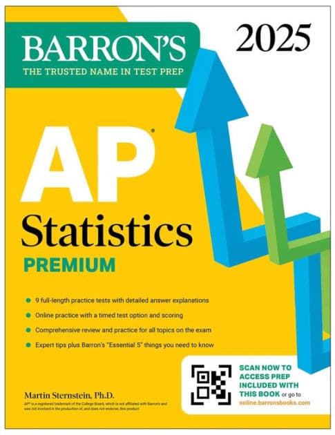 AP Statistics Premium, 2025: Prep Book with 9 Practice Tests + Comprehensive Review + Online Practice by Barron's Educational Series