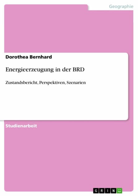 Energieerzeugung in der BRD: Zustandsbericht, Perspektiven, Szenarien by Dorothea Bernhard