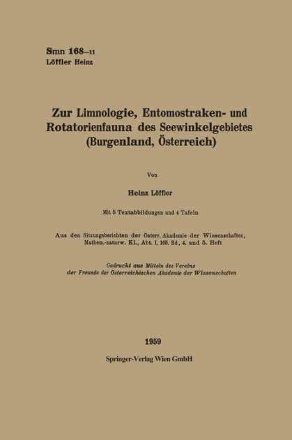 Zur Limnologie, Entomostraken- und Rotatorienfauna des Seewinkelgebietes (Burgenland, ï¿½sterreich) by Heinz Lïffler