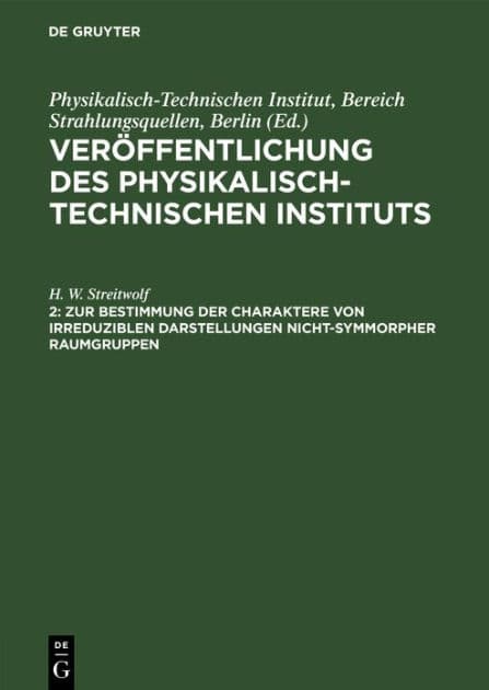 Zur Bestimmung der Charaktere von irreduziblen Darstellungen nicht-symmorpher Raumgruppen by H. W. Streitwolf