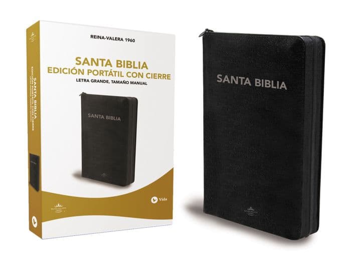 RVR60, Santa Biblia, Letra grande, Edición portátil, Leathersoft, Negro, Palabras de Jesús en Rojo, con cierre by RVR 1960- Reina Valera 1960