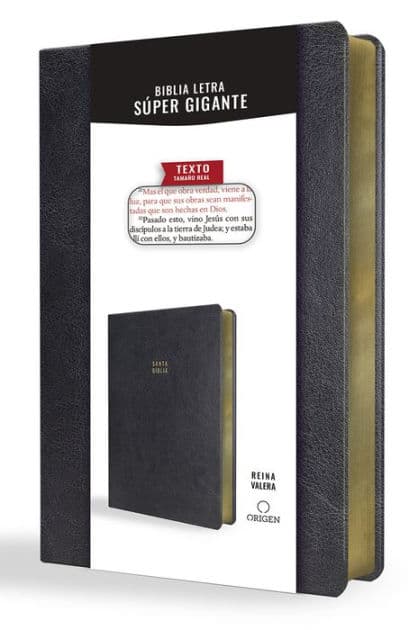 Biblia Reina Valera letra súper gigante, símil piel negro / Spanish Bible Reina Valera Super Giant Print, Black Leathersoft by Reina Valera 1909
