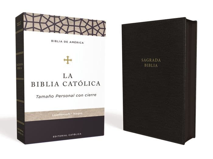 Biblia Católica, Tamaño personal, Leathersoft, Negra, con Cierre, Comfort Print by Editorial Católica