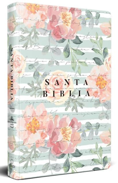 Biblia Reina Valera 1960 letra grande, tamaño manual, tapa dura rosas rosadas / Spanish Bible RVR 1960 Handy Size Large Print HC pink roses by Reina Valera Revisada 1960