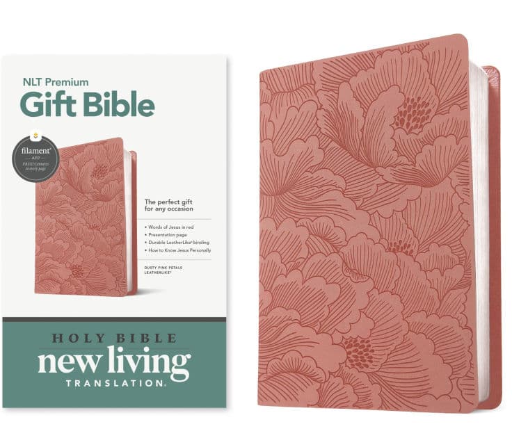 Premium Gift Bible NLT, Filament Enabled (LeatherLike, Dusty Pink Petals, Red Letter) by Tyndale