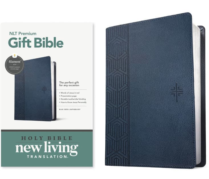 Premium Gift Bible NLT, Filament Enabled (LeatherLike, Blue Cross, Red Letter) by Tyndale