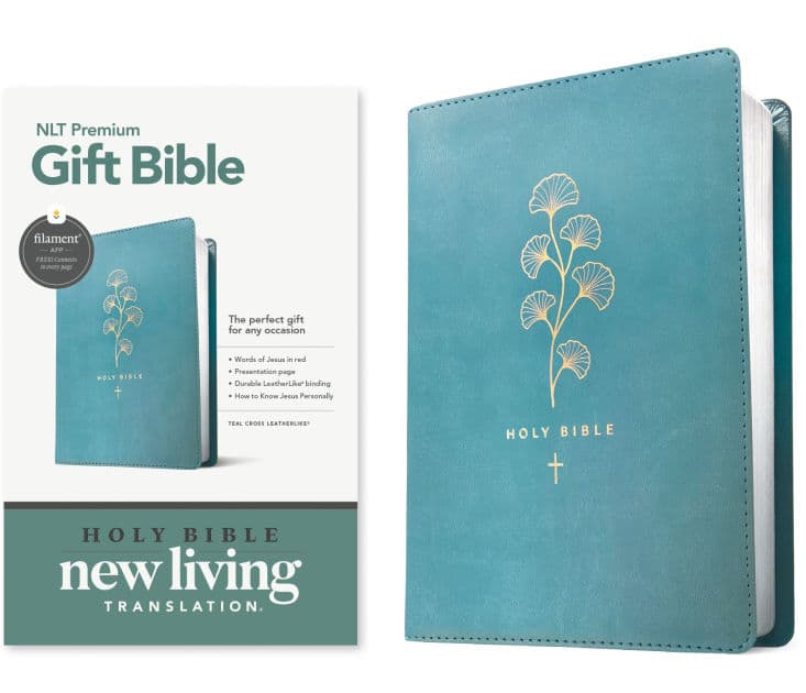 Premium Gift Bible NLT, Filament Enabled (LeatherLike, Teal Cross, Red Letter) by Tyndale