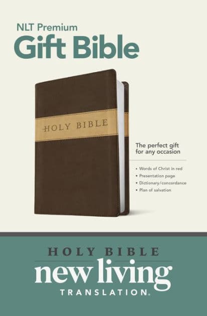 Premium Gift Bible NLT, TuTone (LeatherLike, Dark Brown/Tan, Red Letter) by Tyndale