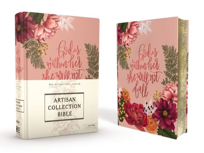 NIV, Artisan Collection Bible, Women's Bible with Journaling Space, Cloth over Board, Pink Floral, Designed Edges under Gilding, Red Letter, Comfort Print by Zondervan