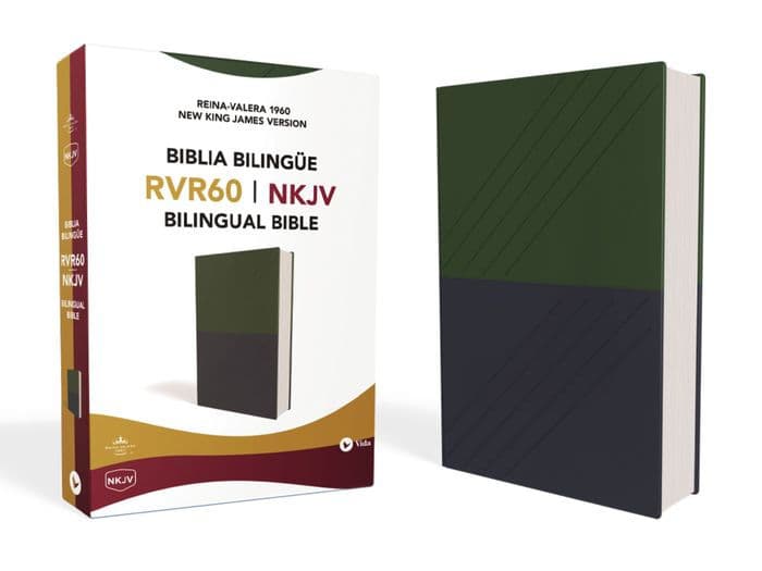 NKJV/RVR60, Bilingual Bible, Leathersoft, 2-Tones Green and Blue / NKJV/RVR60, Biblia Bilingüe, Leathersoft, dos tonos Verde y Azul by RVR 1960- Reina Valera 1960