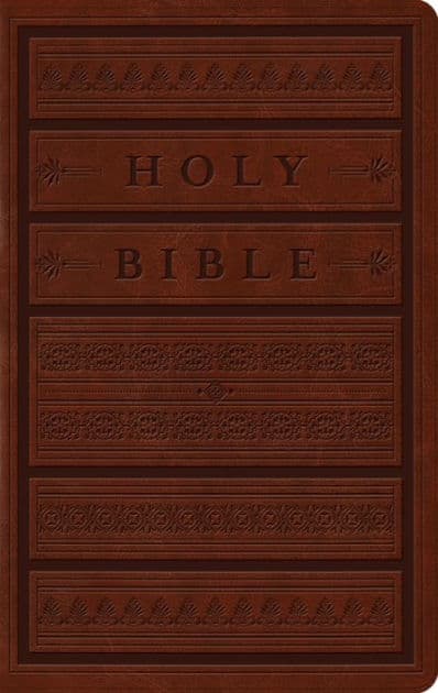 ESV Large Print Personal Size Bible, Red Letter (TruTone, Brown, Engraved Mantel Design) by Crossway