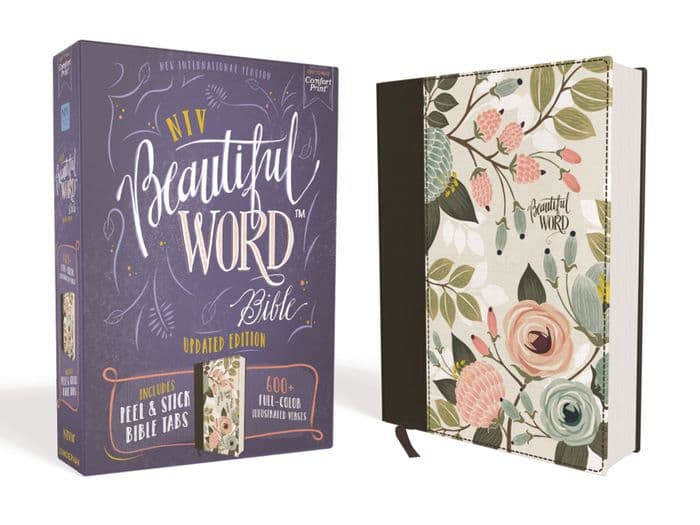 NIV, Beautiful Word Bible, Updated Edition, Journal Edition for Women, 600+ Full-Color Illustrated Verses, Peel/Stick Bible Tabs, Floral Cloth over Board, Red Letter, Comfort Print by Zondervan