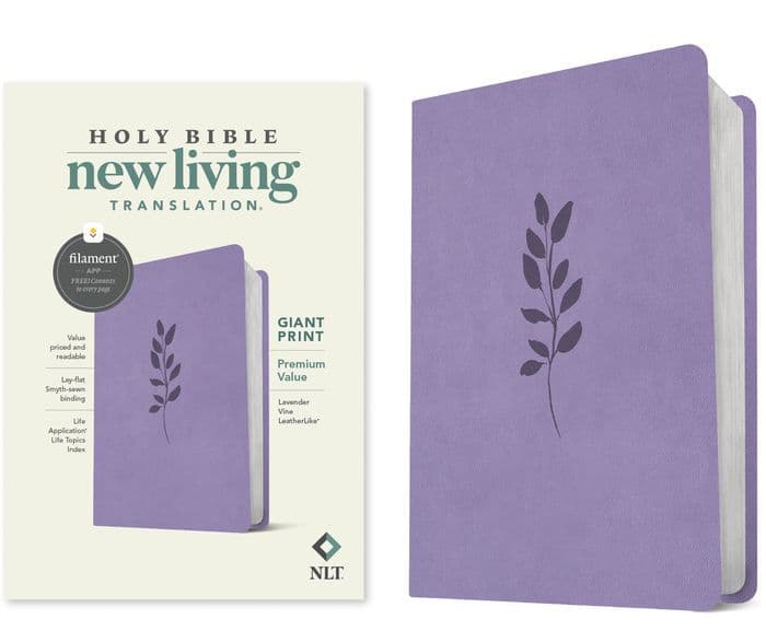 NLT Giant Print Premium Value Bible, Filament Enabled (LeatherLike, Lavender Vine) by Tyndale