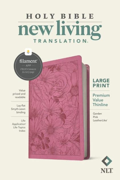 NLT Large Print Premium Value Thinline Bible, Filament Enabled (LeatherLike, Garden Pink) by Tyndale