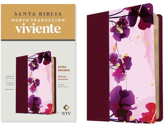 Santa Biblia NTV, Edición personal, letra grande (SentiPiel, Jardín morado, Letra Roja) by Tyndale