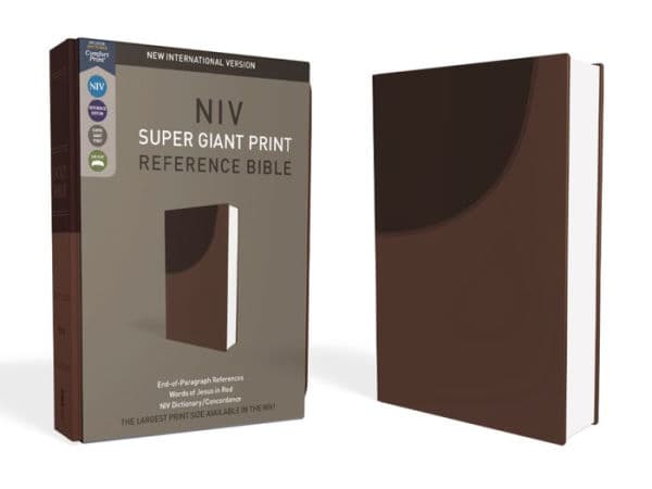 NIV, Super Giant Print Reference Bible, Leathersoft, Brown, Red Letter, Comfort Print by Zondervan