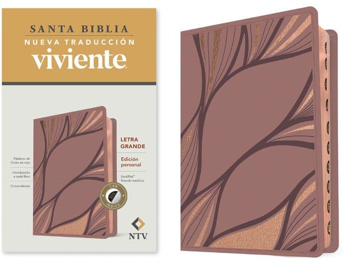 Santa Biblia NTV, Edición personal, letra grande (SentiPiel, Rosado metálico, Índice) by Tyndale