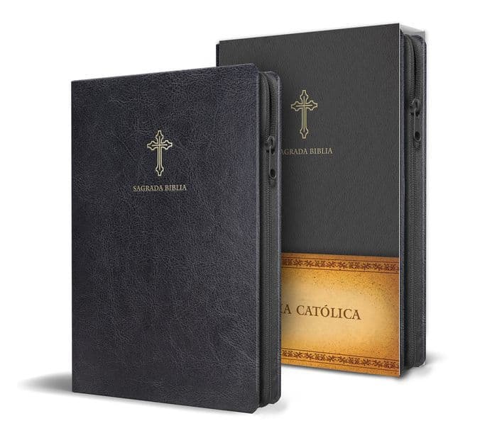 Biblia Católica en español. Símil piel negro, con cremallera, tamaño compacto / Catholic Bible. Spanish-Language, Leathersoft, Black, Zipper Compact by Biblia de América