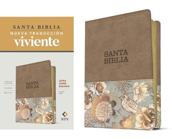 Santa Biblia NTV, letra súper gigante (SentiPiel, Beige, Letra Roja) by Tyndale