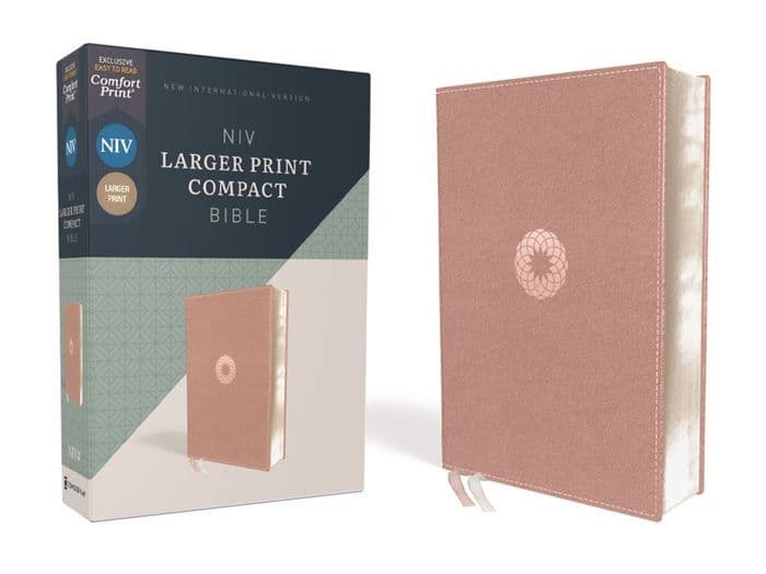 NIV, Larger Print Compact Bible, Leathersoft, Pink, Red Letter, Comfort Print by Zondervan