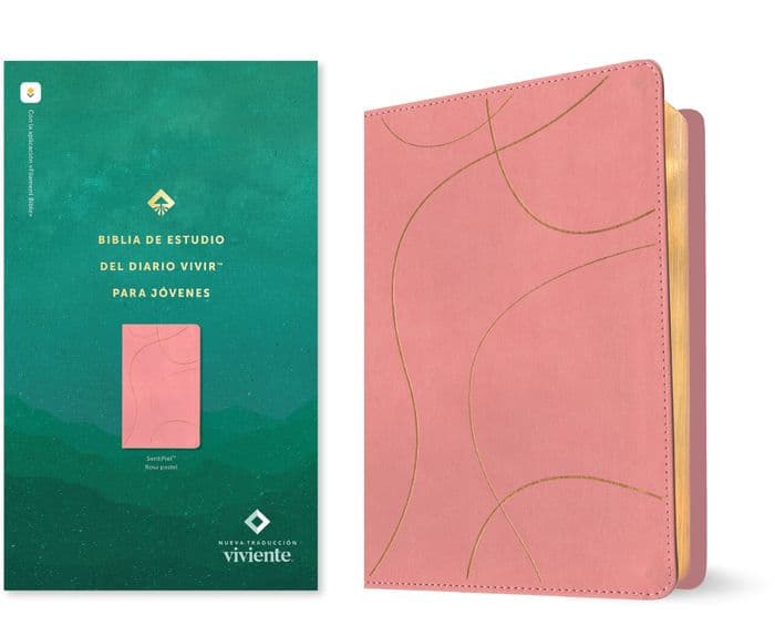 Biblia de estudio del diario vivir para jóvenes NTV con Filament (SentiPiel, Rosa pastel, Letra Roja) by Tyndale