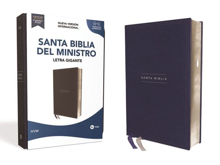NVI, Biblia del Ministro, Revisión 2022, Letra gigante, Leathersoft, Azul marino, con Índice, Palabras de Jesús en Rojo, Comfort Print by Nueva Versión Internacional