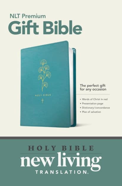 Premium Gift Bible NLT (LeatherLike, Teal Cross, Red Letter) by Tyndale
