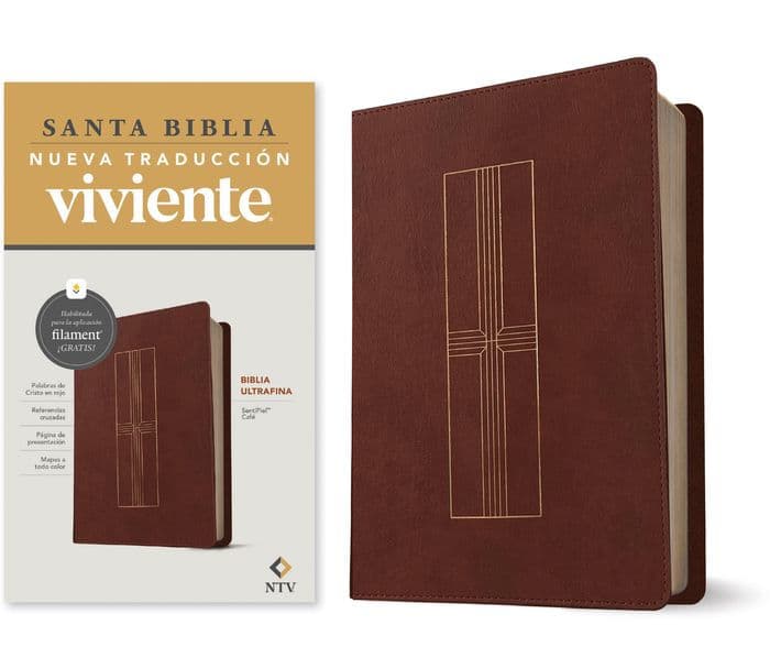 Biblia ultrafina NTV, con Filament (SentiPiel, Café, Letra Roja) by Tyndale