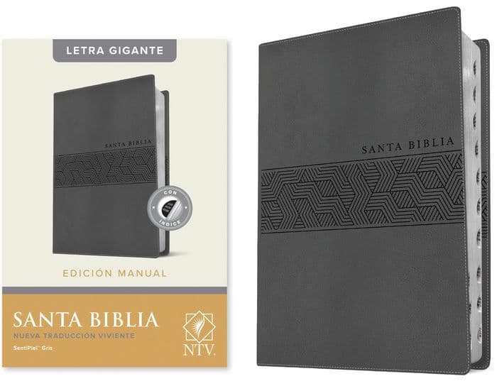 Santa Biblia NTV, Edición manual, letra gigante (SentiPiel, Gris, Índice, Letra Roja) by Tyndale