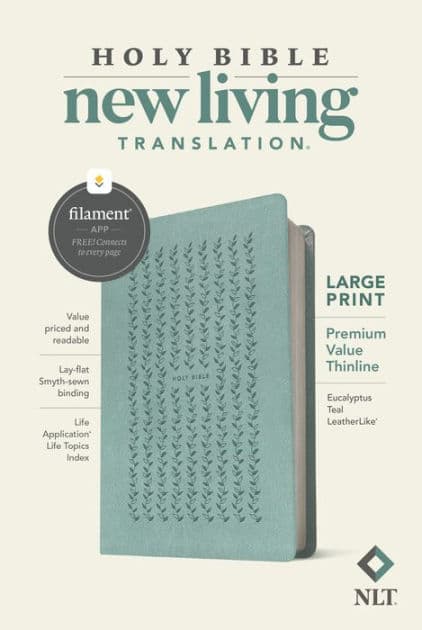 NLT Large Print Premium Value Thinline Bible, Filament Enabled (LeatherLike, Eucalyptus Teal) by Tyndale