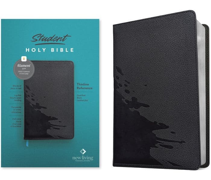 NLT Student Bible, Thinline Reference, Filament Enabled (LeatherLike, Overflow Black, Red Letter) by Tyndale