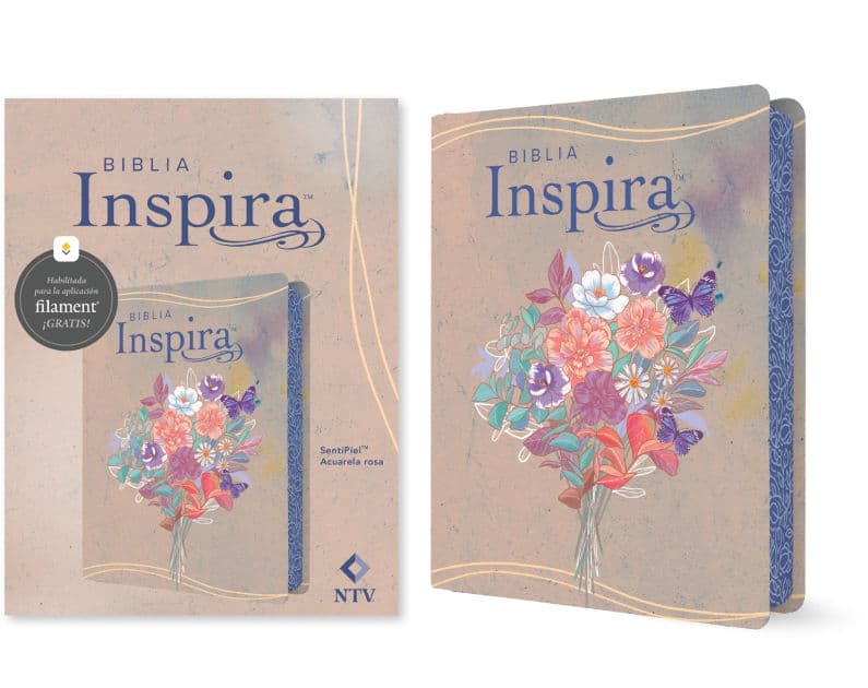 Biblia Inspira NTV con Filament (SentiPiel, Acuarela rosa) by Tyndale