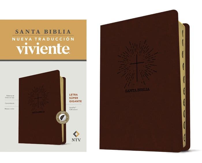 Santa Biblia NTV, letra súper gigante (SentiPiel, Café oscuro , Índice, Letra Roja) by Tyndale