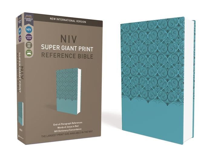 NIV, Super Giant Print Reference Bible, Leathersoft, Teal, Red Letter, Comfort Print by Zondervan