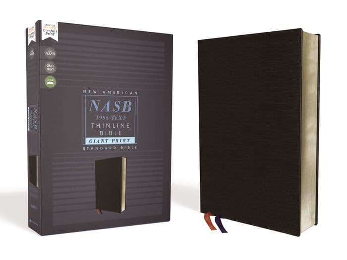 NASB, Thinline Bible, Giant Print, Bonded Leather, Black, Red Letter, 1995 Text, Comfort Print by Zondervan
