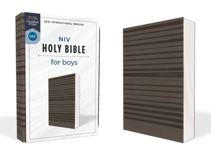 NIV, Holy Bible for Boys, Soft Touch Edition, Leathersoft, Gray, Comfort Print by Zondervan