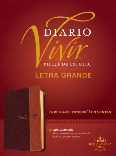Biblia de estudio del diario vivir RVR60, letra grande (SentiPiel, Café/Café claro, Índice, Letra Roja) by Tyndale