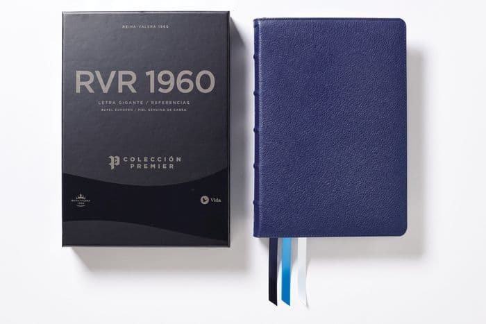 RVR60, Santa Biblia, Colección Premier, Letra gigante, Interior a dos colores, Piel genuina de cabra, Azul Marino, Comfort Print: Edición Limitada by Vida