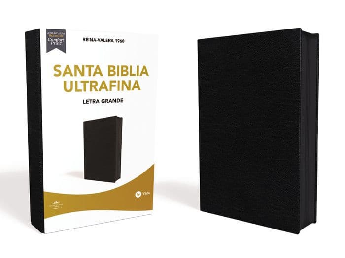 RVR60, Santa Biblia, Ultrafina, Letra Grande, Piel Fabricada, Negro, con Cierre, Palabras de Jesus en Rojo, Comfort Print by Vida