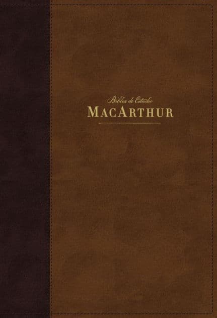 NBLA, Biblia de Estudio MacArthur, Leathersoft, Café, Interior a dos colores, con Índice, Comfort Print by NBLA-Nueva Biblia de Las Américas
