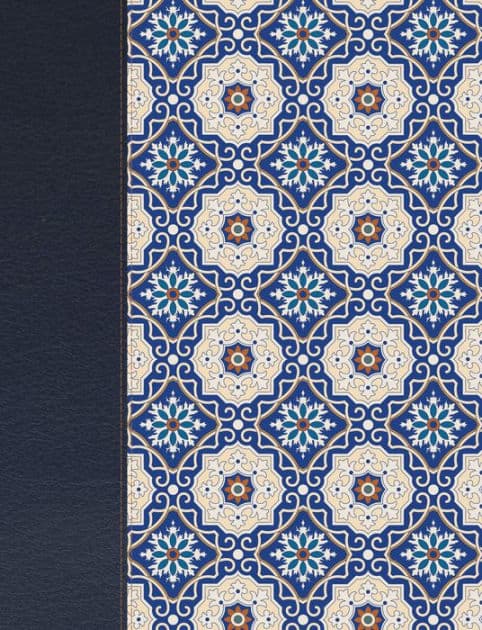 RVR 1960 Biblia de apuntes edición letra grande, piel fabricada y mosaico crema y azul by B&amp;H Español Editorial Staff