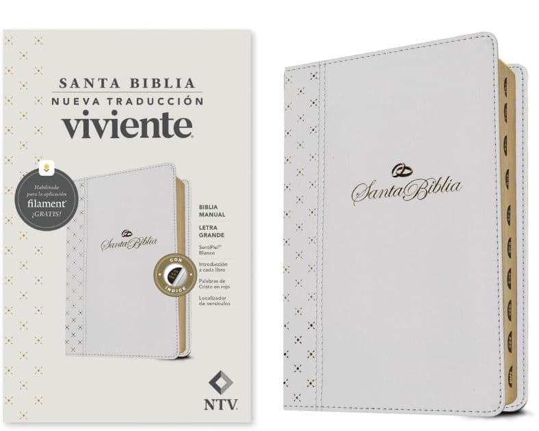 Biblia manual NTV, letra grande con Filament (SentiPiel, Blanco, Índice, Letra Roja) by Tyndale