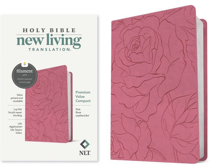NLT Premium Value Compact Bible, Filament Enabled (LeatherLike, Pink Rose) by Tyndale